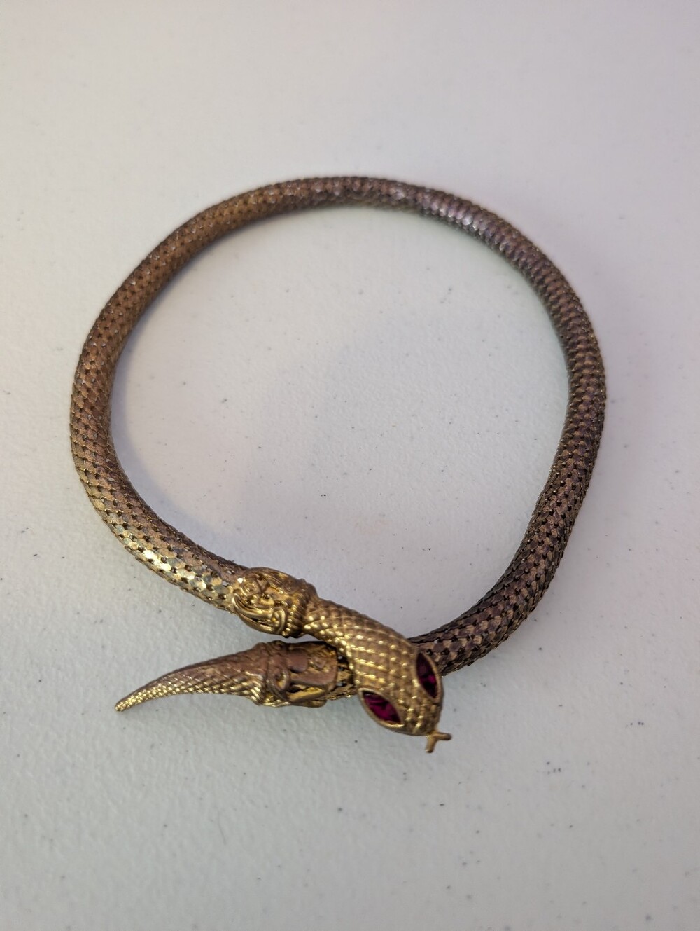 Vintage Gold Tone Mesh Snake Necklace Choker Adjustable Jewelry 20"
